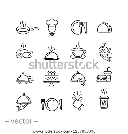 food icons set, line signs on white background - editable vector illustration eps10
