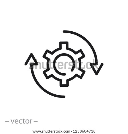 gear rotation icon, workflow line sign on white background - editable vector illustration eps10