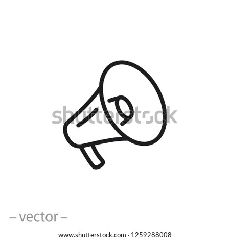 bullhorn icon, megaphone line vector illustration on white background - editable stroke