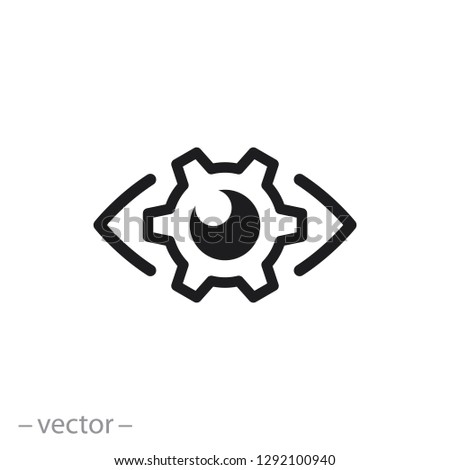 vision icon, gear eye linear sign on white background - vector illustration eps10