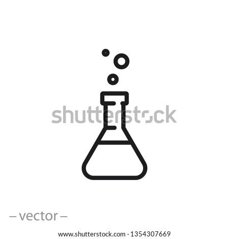 flask icon, lab, beaker chemistry line sign on white background - editable stroke vector illustration eps10