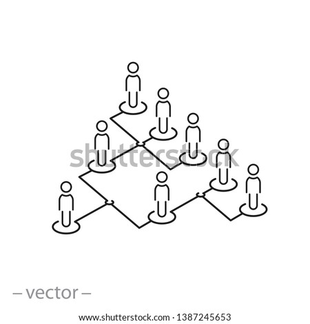 hierarchy icon, organization chart line sign on white background - editable stroke vector illustration eps10