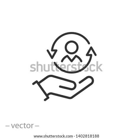 care customer icon, total inclusive service, line symbol on white background - editable stroke vector illustration eps10