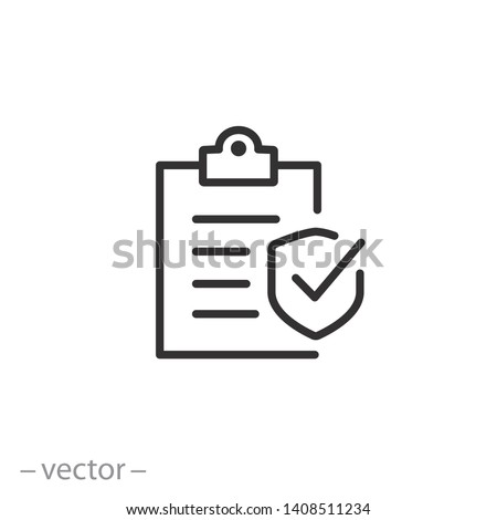 Insurance policy icon, line symbol on white background - editable stroke vector illustration eps10