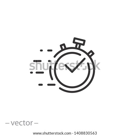 quick time icon, fast deadline, rapid line symbol on white background - editable stroke vector illustration eps10