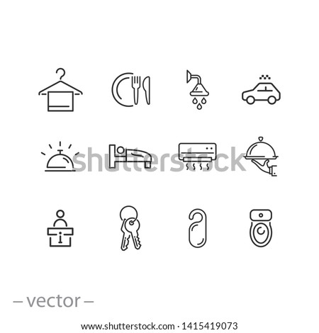hotel icons set - line vector illustration eps10