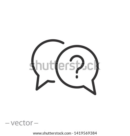 question icon, mark faq, line symbol on white background - editable stroke vector illustration eps10