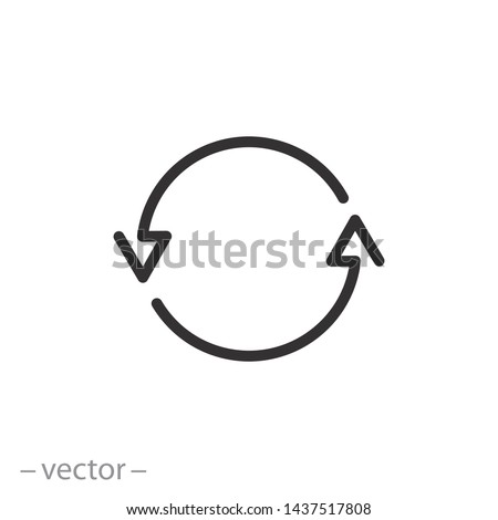 arrows cyclic rotation icon, two arrows recycling recurrence, renewal line symbols on white background - editable stroke vector illustration eps10