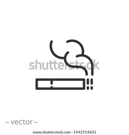 smoking icon, filter cigarette and smoke, bad line symbol on white background - editable stroke vector illustration eps10