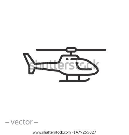 helicopter icon, thin line symbol on white background - editable stroke vector illustration eps 10