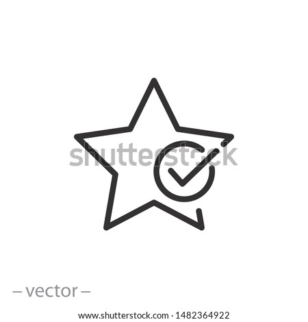 review star icon, best valuation, value favorite, good evalution, solution thin line symbol on white background - editable stroke vector illustration eps10