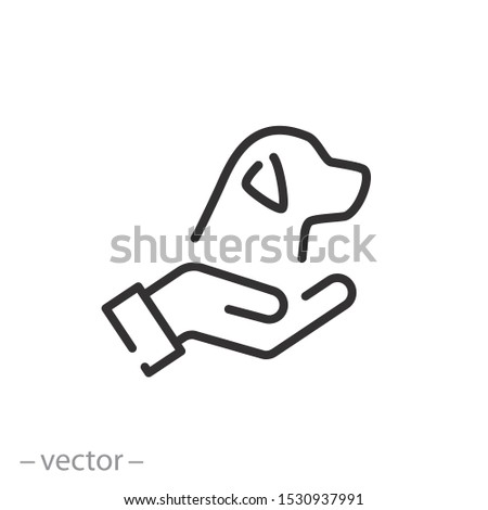 animal protection icon, thin line web symbol on white background - editable stroke vector illustration eps 10