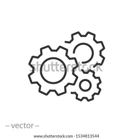 gear icon, cog wheel, engine circle, thin line web symbol on white background - editable stroke vector illustration eps10