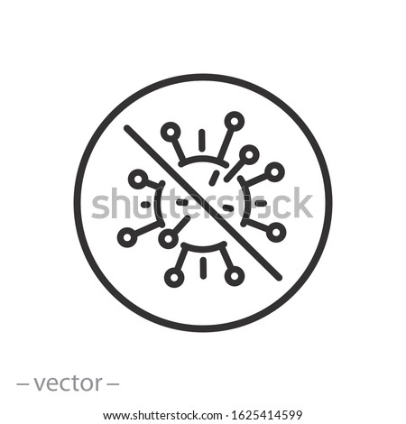 ban flu bacterium icon, stop virus cell influenza, protect from inflammation illness, infection bacteria, thin line web symbol - editable stroke vector illustration