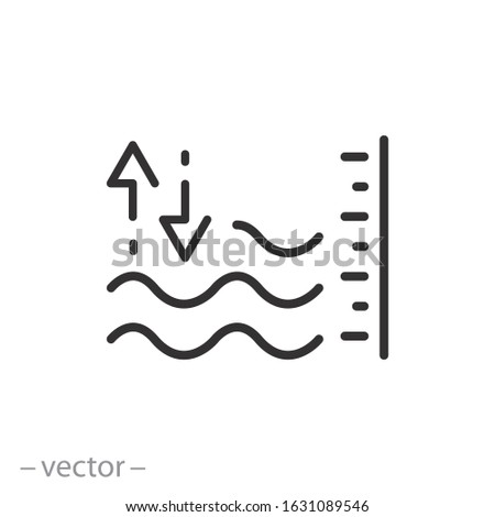 level water or liquid icon, measurement volume, thin line web symbol on white background - editable stroke vector illustration eps10