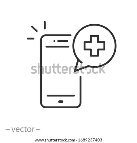 call doctor icon, online phone medical help, health consultation, emergency telephone, thin line web symbol on white background - editable stroke vector illustration eps10