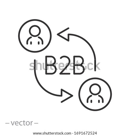 B2B icon, business enterprise, amendment employee direction, marketing company, partnership teamwork, thin line web symbol on white background - editable stroke vector illustration eps10
