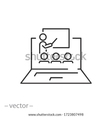 distance learning in computer, vector icon