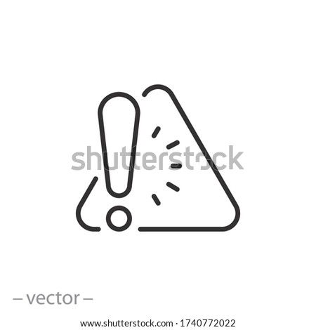 alert risk icon, triangle with exclamation, important information thin line web symbol on white background - editable stroke vector illustration eps10