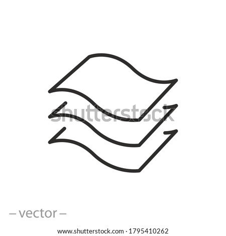 3 layers icon, structure material fabric, texture properties, thin line symbol on a white background, editable stroke vector illustration eps10