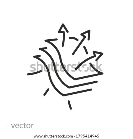3 breathable layers icon, fabric permeability, filtration properties, thin line symbol on a white background, editable stroke vector illustration eps10