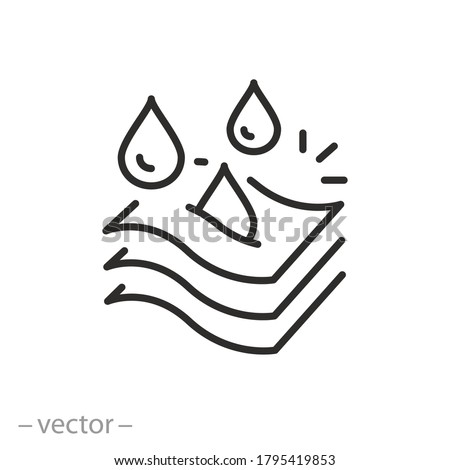 three layers fabric icon, moisture absorbing, absorption properties, thin line symbol on a white background, editable stroke vector illustration eps10