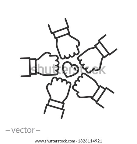join the volunteer team icon, charity effort concept, together teamwork, leadership initiative in the employee community, thin line web symbol on white background - editable stroke vector illustration Foto stock © 