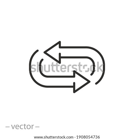 repeat or return flow icon, arrow refresh or branching, exchange pivot, oval switch, thin line symbol on white background - editable stroke vector illustration eps10
