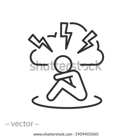 anxiety or stress icon, angry and bad mood, panic or tension, despair thin line web symbol on white background - editable stroke vector illustration eps10
