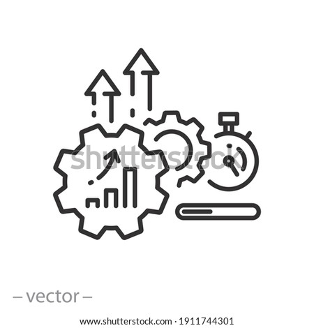 Process management icon, optimization operation, fix strategy industry, software update status,  thin line web symbol on white background - editable stroke vector illustration eps10