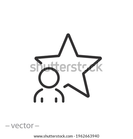 human talent icon, best employee concept with star and man thin line symbol on white background - editable stroke vector eps10
