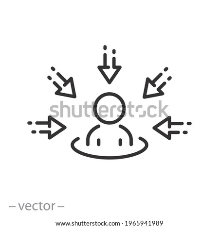 centric consumer icon, customer focus concept, client first approach,  thin line symbol on white background - editable stroke vector eps10