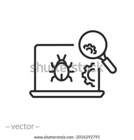 beta testing icon, software help, search tester, programming analysis, online update support, browsing demo test, thin line symbol on white background - editable stroke vector illustration ストックフォト © 
