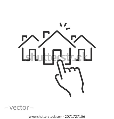 choice house icon, best variant home, outline real, search estate, thin line symbol - editable stroke vector illustration