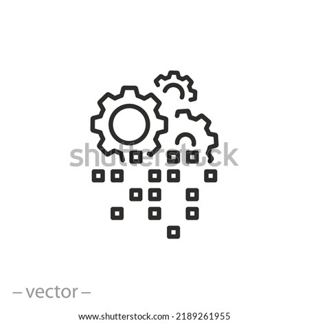 digital transformation icon, industrial future, ai technology, thin line symbol on white background - editable stroke vector illustration
