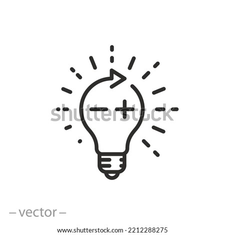 lighting managing icon, level light scale, regulate brightness, light bulb, thin line symbol on white background - editable stroke vector illustration eps10