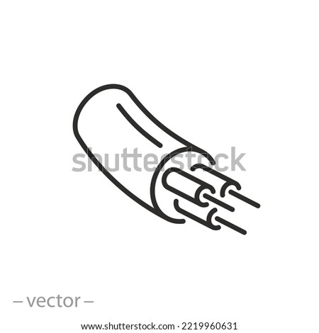 electric cable icon, optical fiber, communication connection, thin line symbol on white background - editable stroke vector illustration eps10