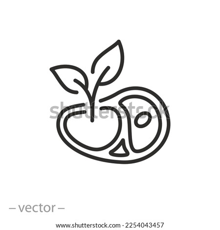 meat of vegetable origin icon, vegetarian food, steak of soy, thin line symbol on white background - editable stroke vector illustration