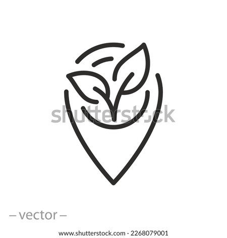 locally grown icon, local farming, thin line symbol on white background - editable stroke vector illustration eps10