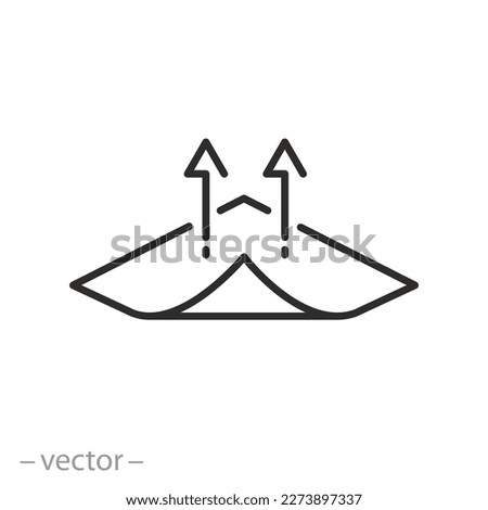 peel off icon, adhesive sticker material, thin line symbol on white background - editable stroke vector illustration eps10