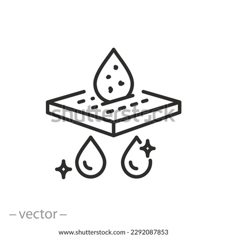 water filter icon, purification equipment, filtration element with liquid drops, thin line symbol on white background - editable stroke vector illustration eps10