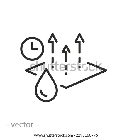 quick dry icon, fast evaporation of surface, thin line symbol on white background - editable stroke vector eps10