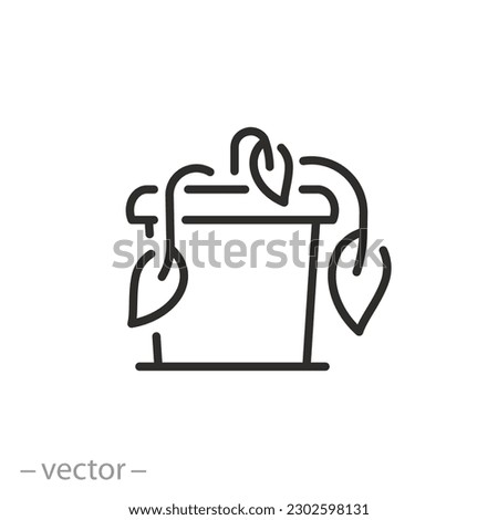 withered plant icon, dead potted flower, priming drought, thin line symbol - editable stroke vector illustration
