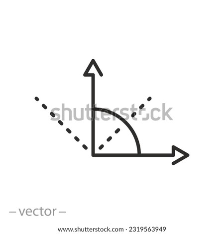 angle inclination icon, various angles, geometric different degrees, thin line symbol - editable stroke vector illustration