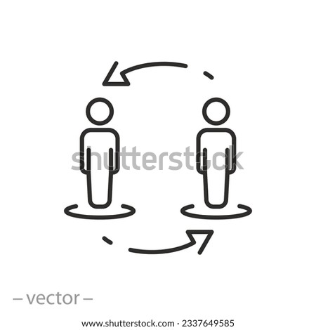 personnel change icon, refresh collaboration, staff updating,  thin line symbol - editable stroke vector illustration