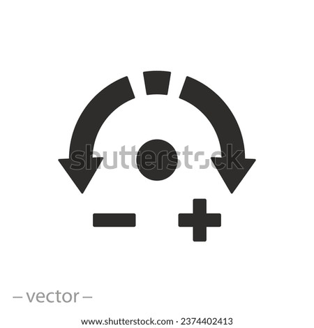 increase or decrease icon, adjust more less, rotate left right, plus or minus rotation, flat symbol - vector illustration