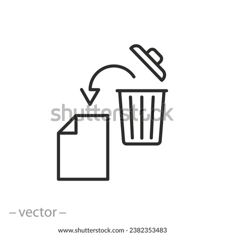 recover deleted icon, restore information or data, thin line symbol on white background - editable stroke vector illustration