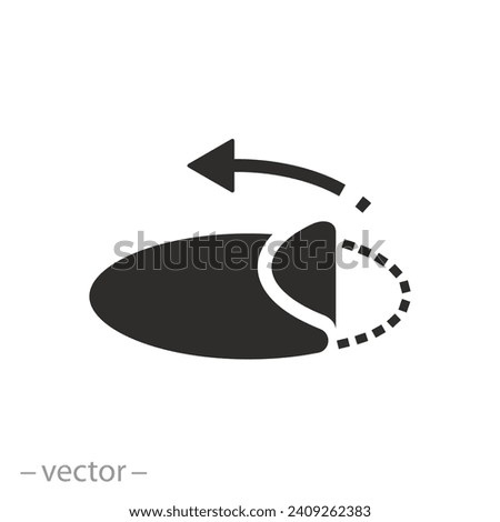 open here icon, peel off sticker, arrow pulling edge, flat symbol on white background - vector illustration