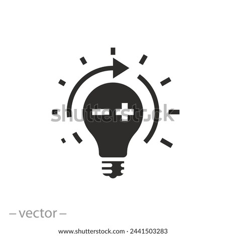 level light scale icon, lighting managing, regulate brightness, light bulb, flat symbol on white background - vector illustration eps10