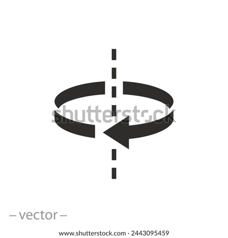twist direction icon, arrow spin around axis, circle refresh or restart, flat symbol on white background - vector illustration